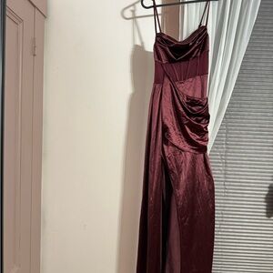 Elegant Burgundy Evening Gown